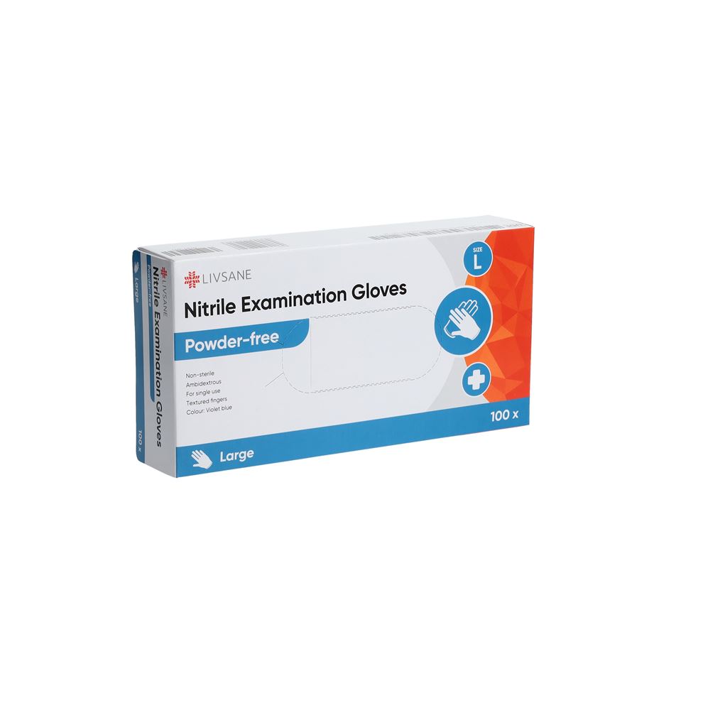 LIVSANE Gants Nitrile L Non Poudrés 100 pièces | Examen