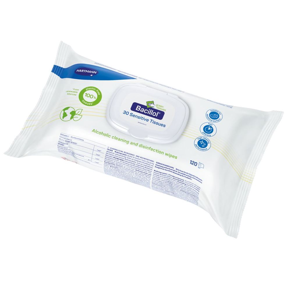 BACILLOL 30 sensitive green Tissus | 120 pièces