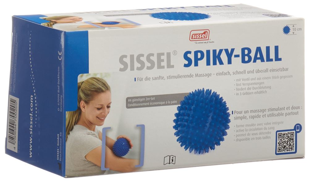 SISSEL Spiky-Ball Massage 10cm 2 pièces | Bleu
