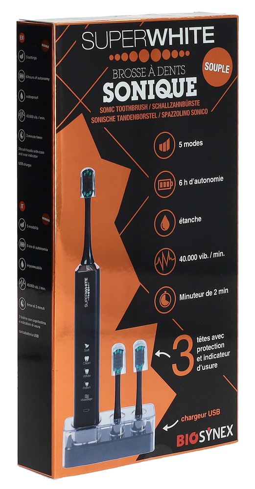 SUPERWHITE Brosse Sonique Black | Électrique