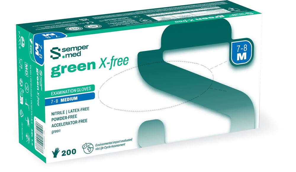 SEMPERMED green X-free M Gants | 200 pièces