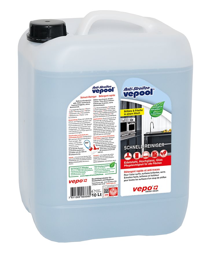 VEPOOL Nettoyant Rapide Anti-Traces 10L | Éclat