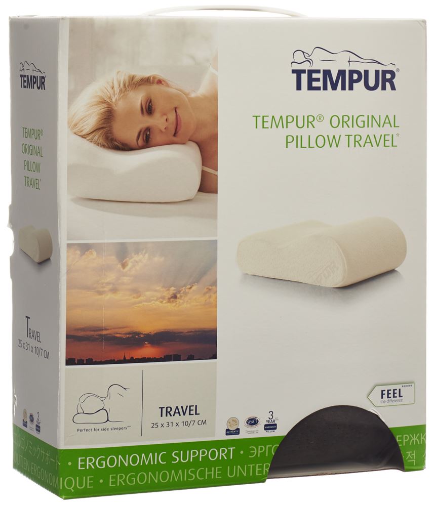 TEMPUR Reisekissen Velours Gris 25x31x10cm | Confort