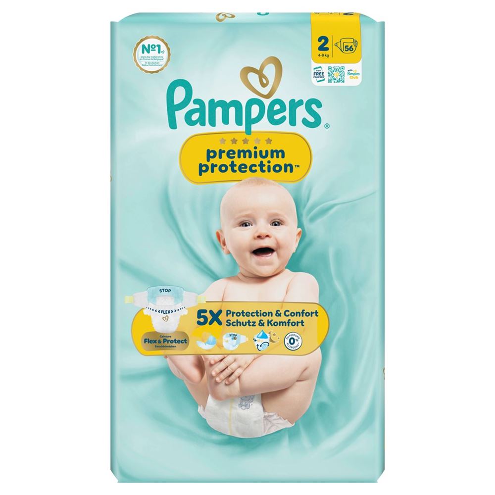 PAMPERS Prem Prot NB Gr2 Couches 56 pièces | Protection