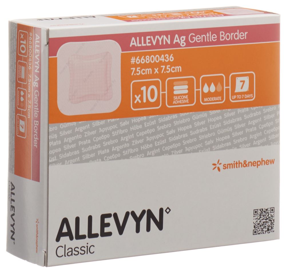 ALLEVYN AG GB Pansement Vulnérable 7.5x7.5cm 10 pièces | Douceur