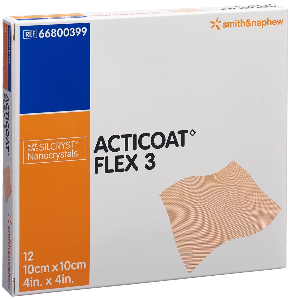 ACTICOAT FLEX 3 Pansement 10x10cm 12 pièces | Cicatrisation
