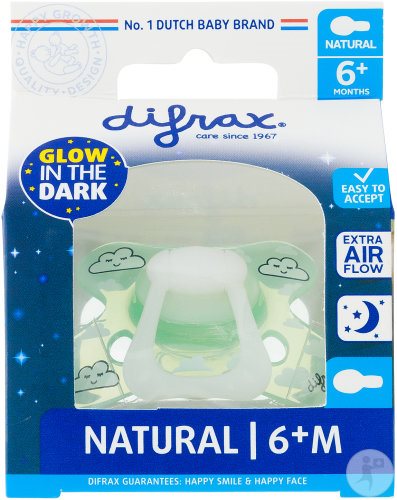 DIFRAX Nuggi Natural 6+M Night Silicone Sucette | Bébé