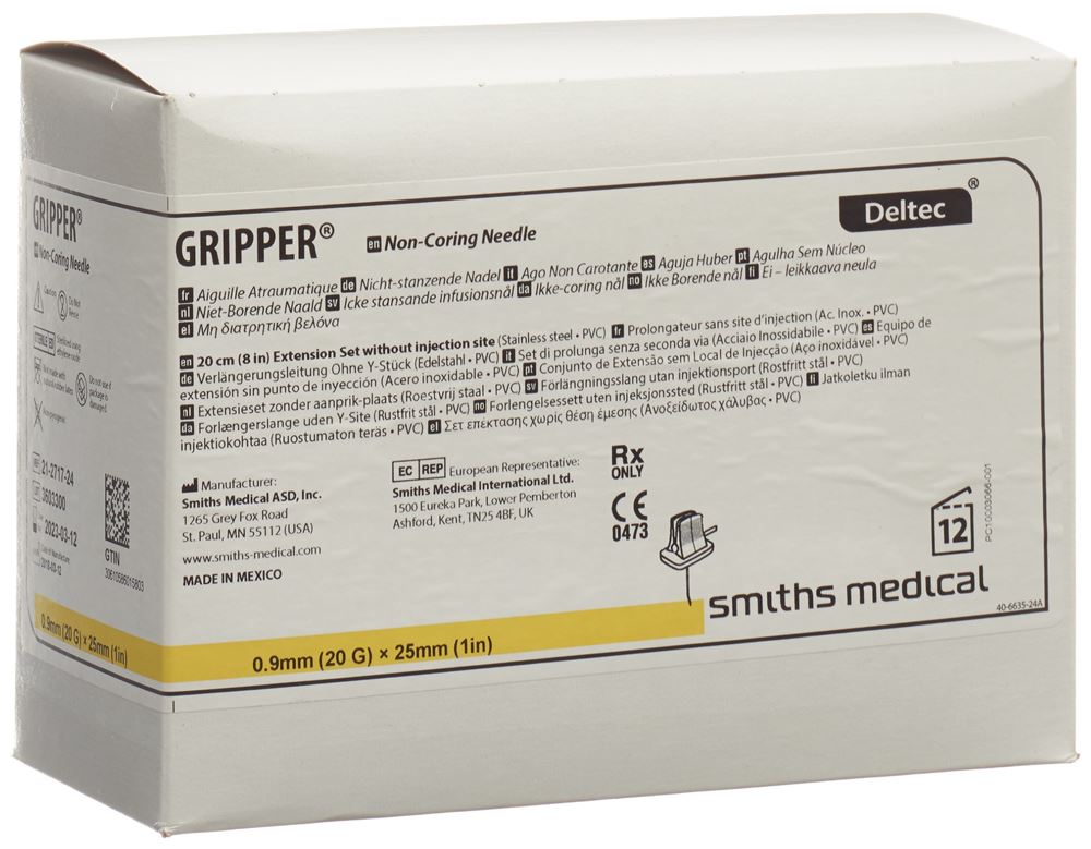 DELTEC Gripper Sicherheitsnadel 20Gx25.4mm | 12 pièces