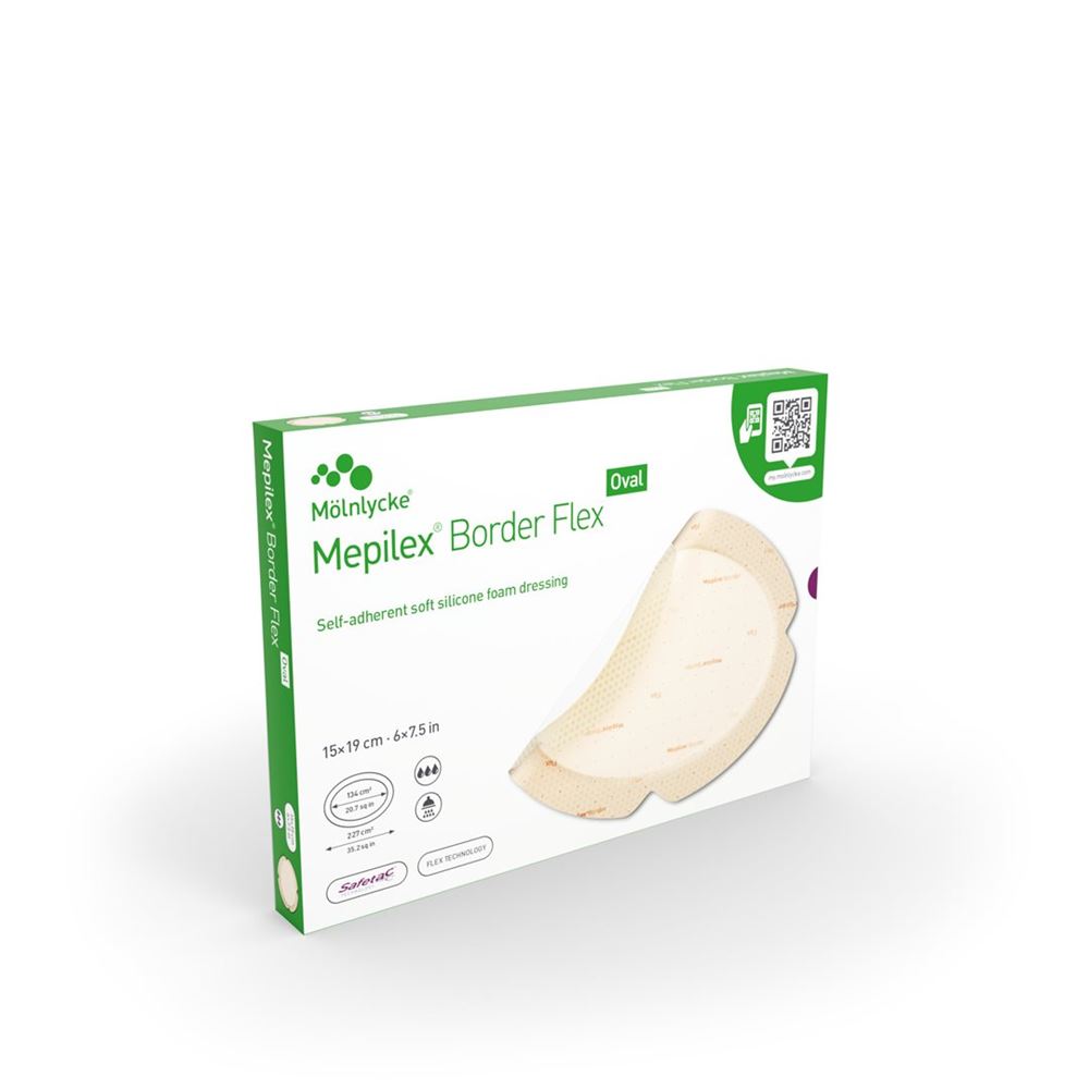 MEPILEX Border Flex Oval Pansement 15x19cm | 5 pièces
