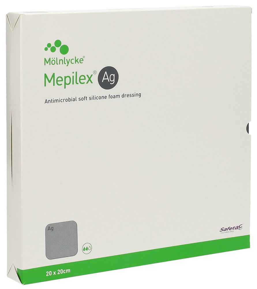 MEPILEX Ag Pansement Mousse Safetac 20x20cm | 5 pièces