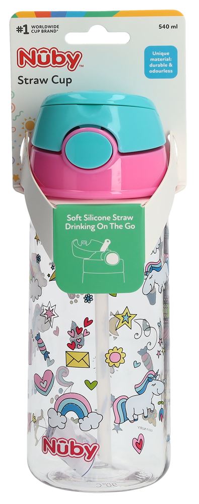 NUBY Gobelet Boy Girl | TRITAN Soft Straw 540ml