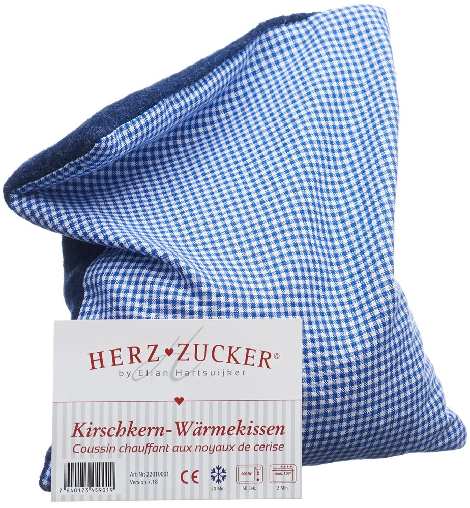 HERZZUCKER Kirschkernkissen Bleu 26x21cm | Chaleur Réconfortante