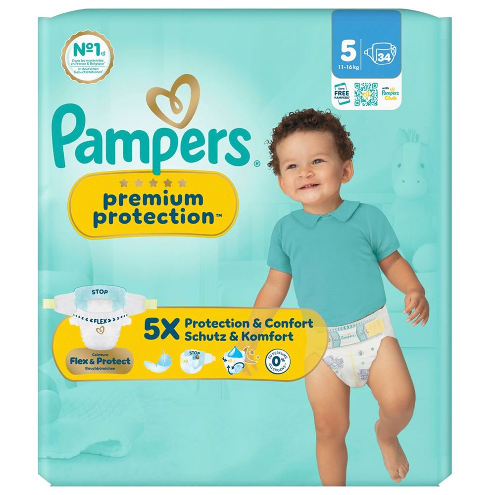 PAMPERS Prem Prot NB Gr5 Couches 34 pièces | Protection