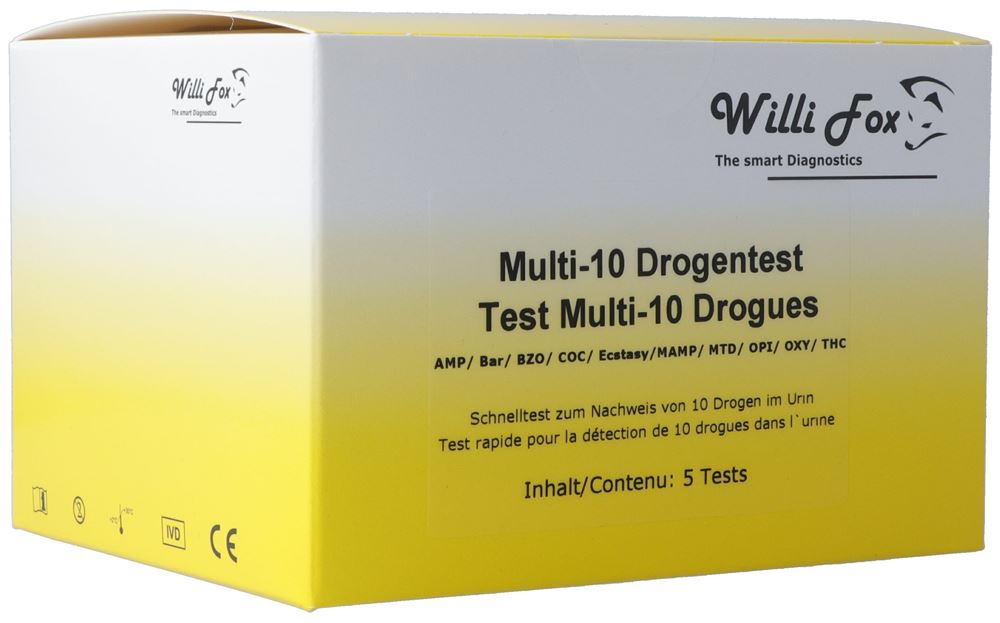WILLI FOX Multi 10 Drogen Urin 5 pièces | Test multi-drogues