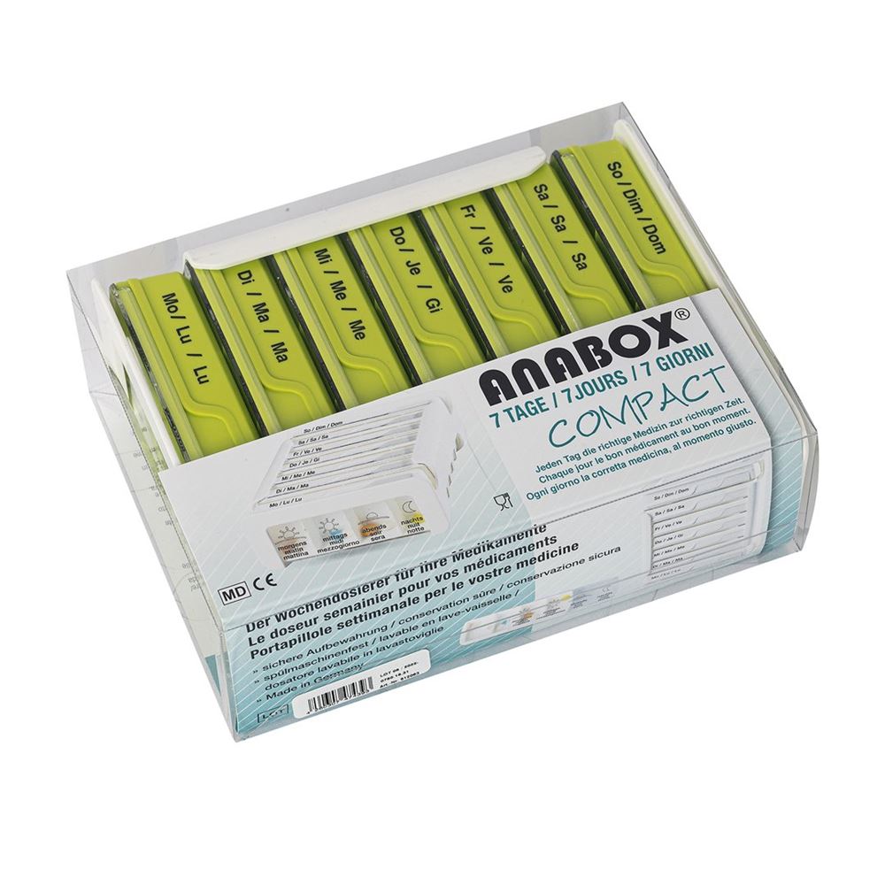 ANABOX Medidispenser Compact 7 Jours Vert | 4 Compartiments