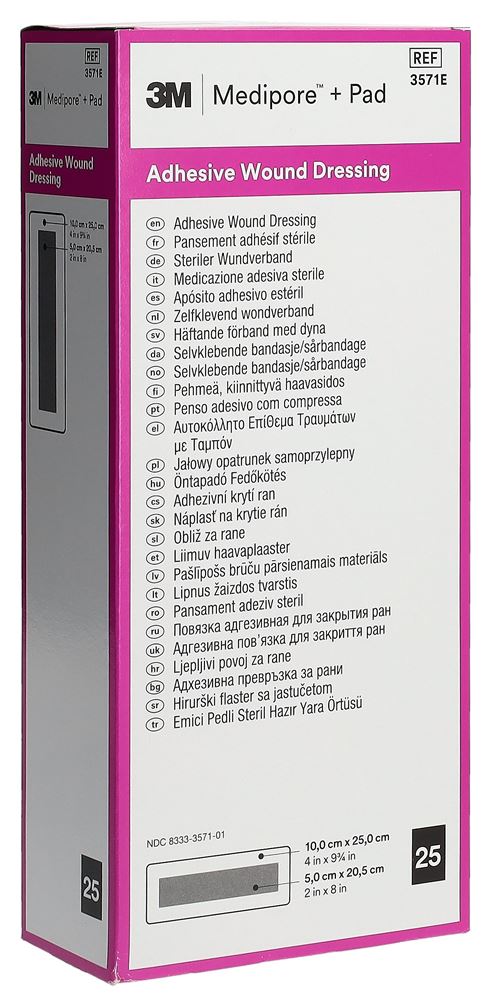 3M MEDIPORE+PAD Pansement 10x25cm | 25 pièces