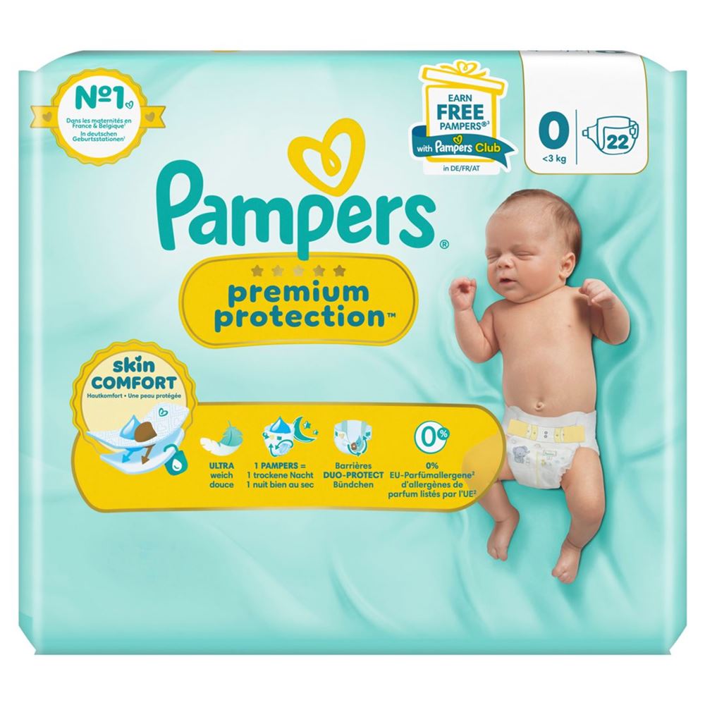 PAMPERS Prem Prot NB Gr0 Couches 22 pièces | Protection