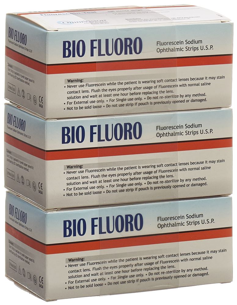 BIOFLUORO Fluorescein Strips 300 pièces | Ophtalmique