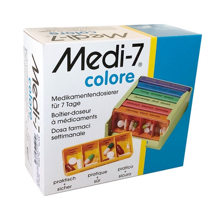 SAHAG Medi-7 Pilulier 7 Jours 4 Compartiments | Coloré