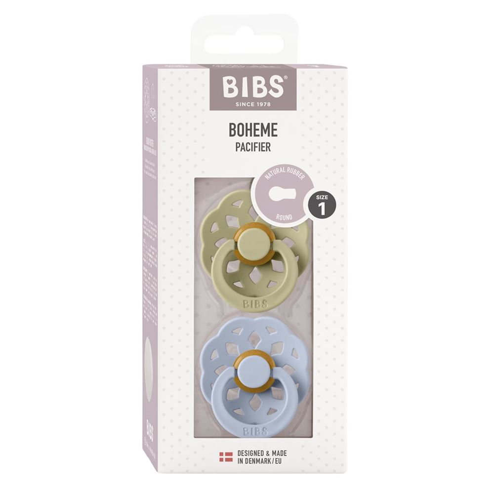 BIBS Boheme 0-6M Tétine Kaki/Bleu 2 pièces | Débit Rapide