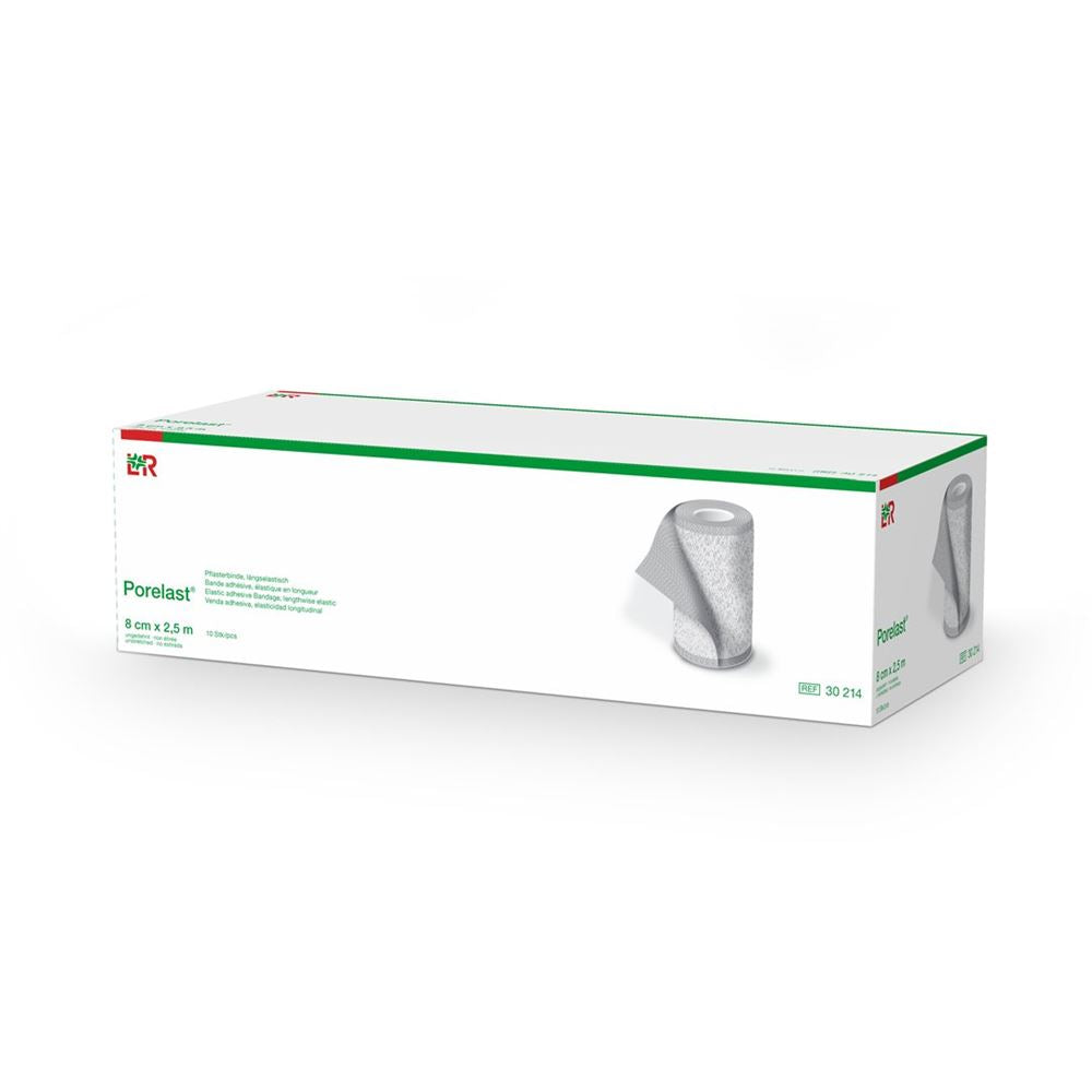 PORELAST Bandage Adhésif 8cmx2.5m Peau 10 pièces | Maintien