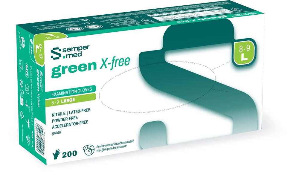 SEMPERMED green X-free L Gants | 200 pièces