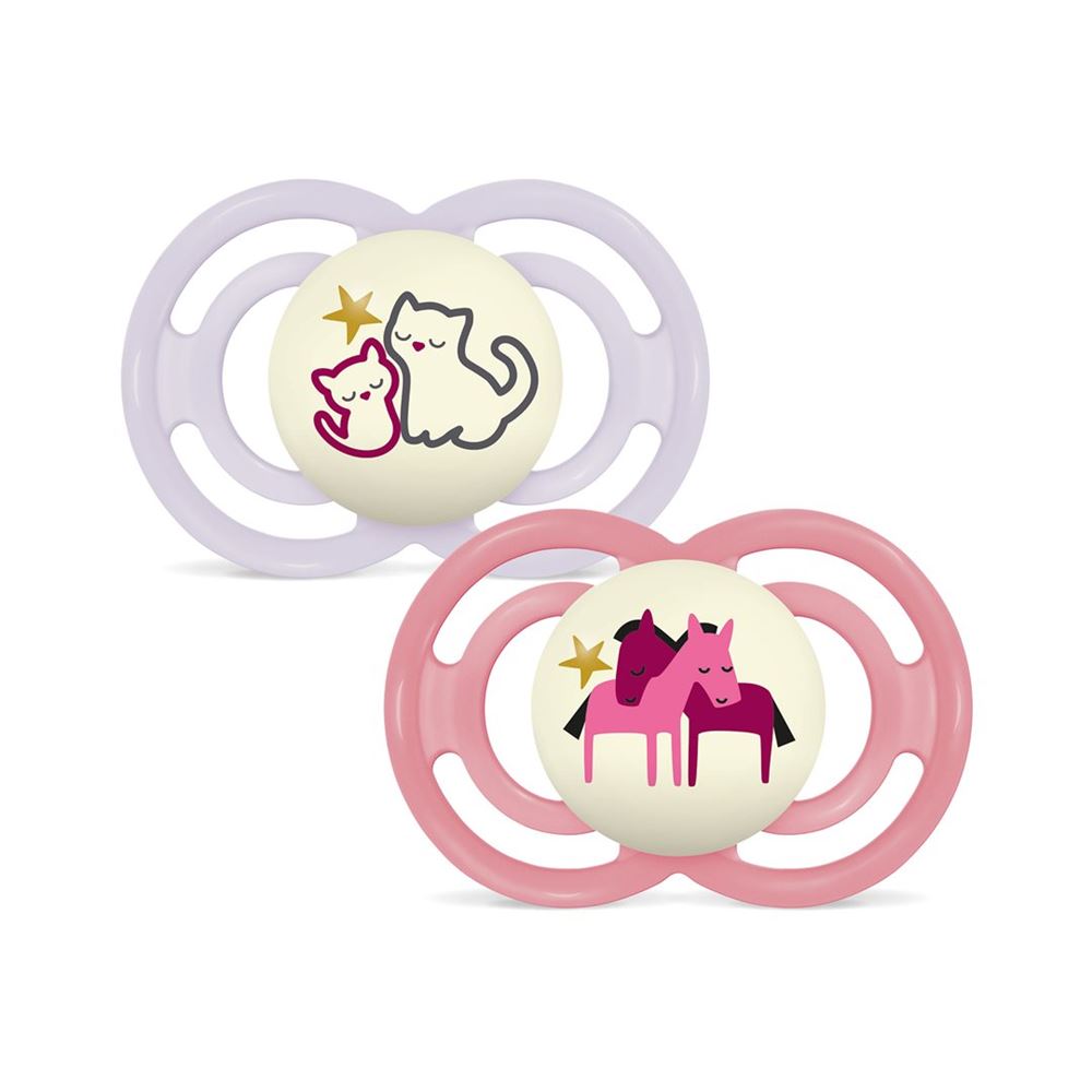 MAM Perfect Night Sucette Silicone 6-16m Fille 2 pièces | Sommeil