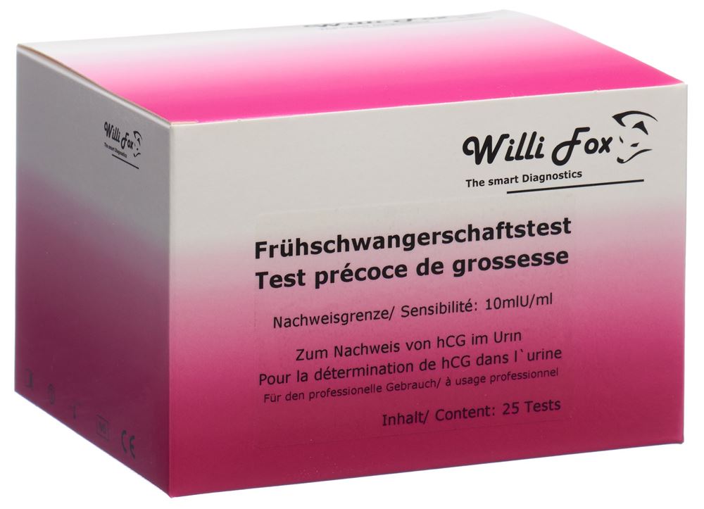 WILLI FOX Test Précoce Grossesse Urin 25 pièces | Fiable