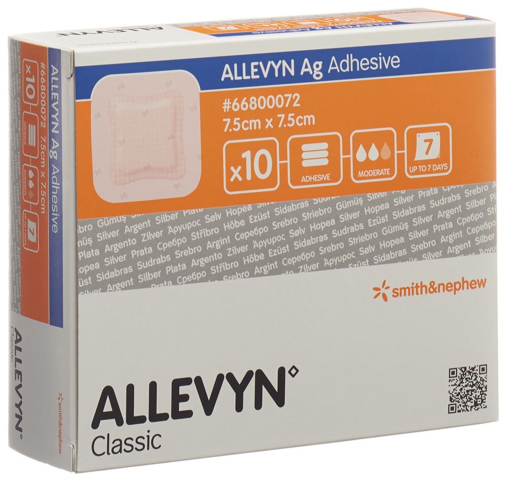 ALLEVYN AG ADHESIVE Pansement Hydrocolloïde 7.5x7.5cm 10 pièces | Douceur