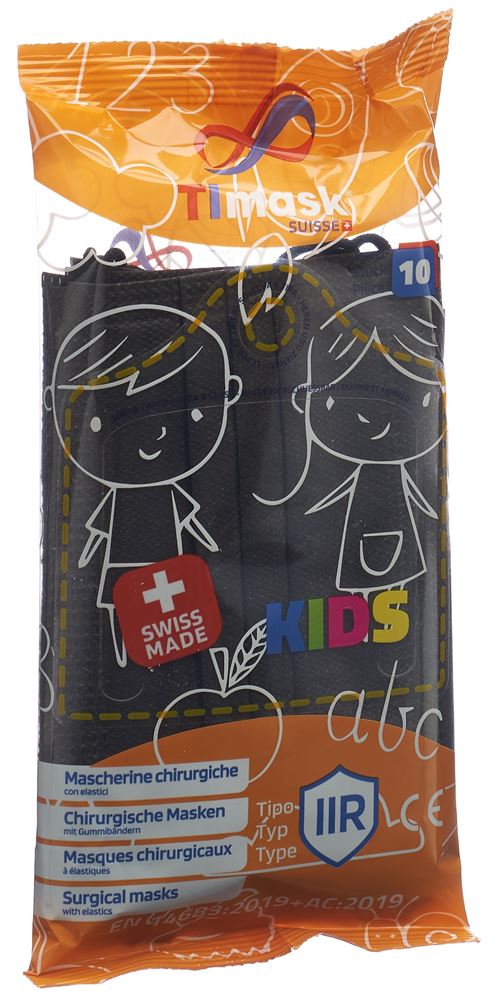 TIMASK Masque KIDS Noir 10 pièces | Jet Médical