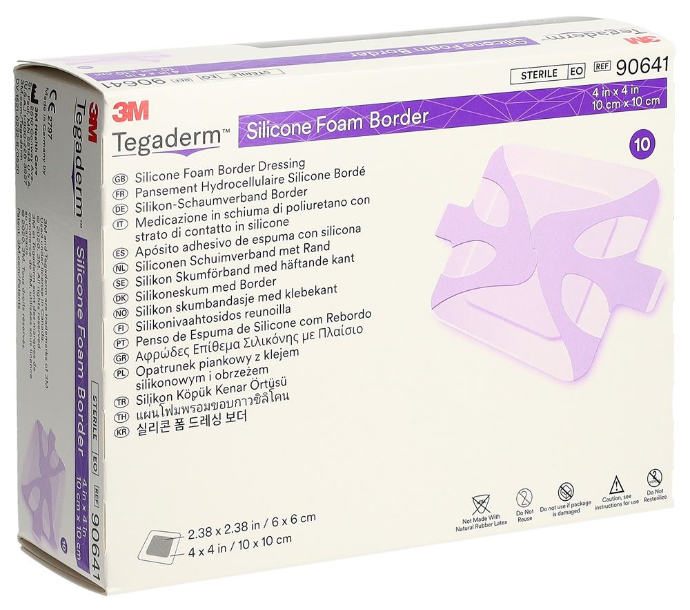 3M TEGADERM Silikon-Schaumver Pansement 10x10cm | 10 pièces