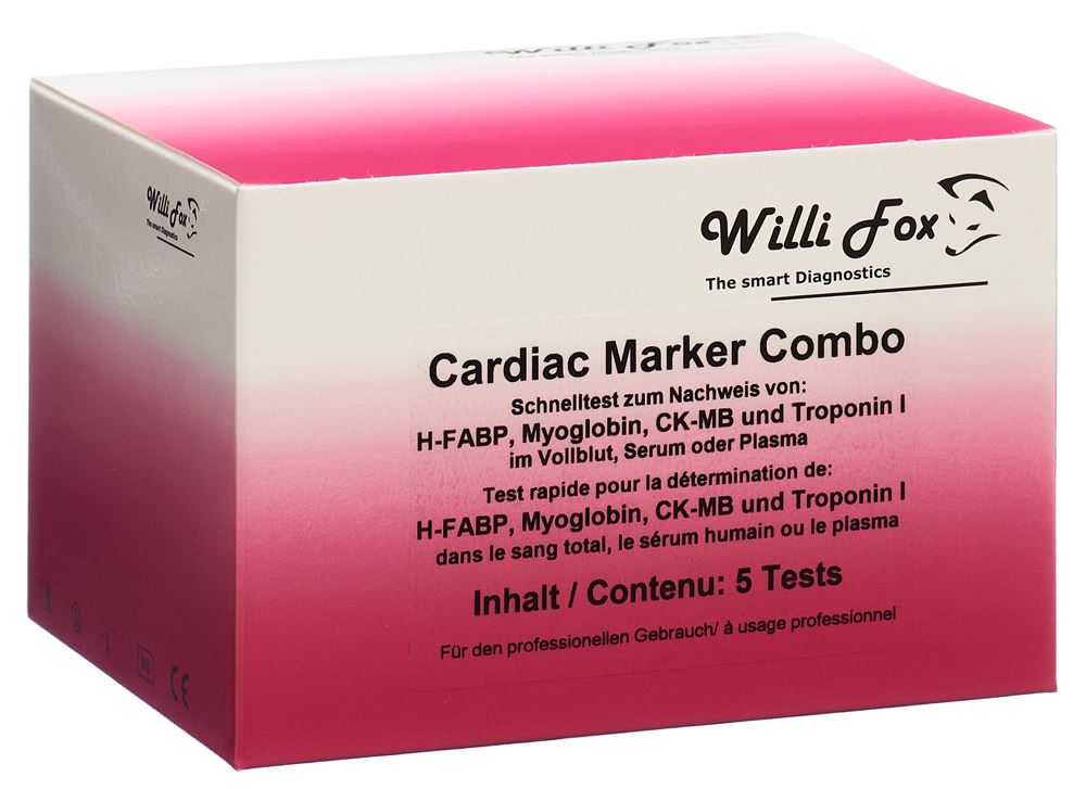 WILLI FOX Cardiac Mar TroI Myo H-FABP CK-MB 5 pièces | Diagnostic Cardiaque