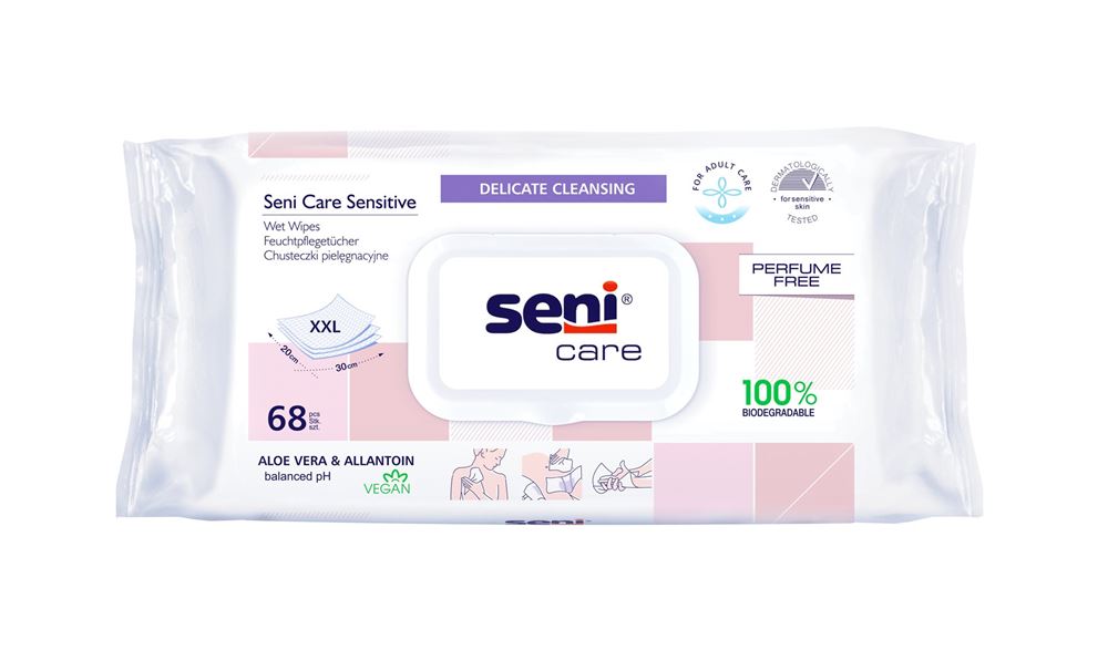 SENI Care Lingettes Sensitive 68 pièces | Douceur