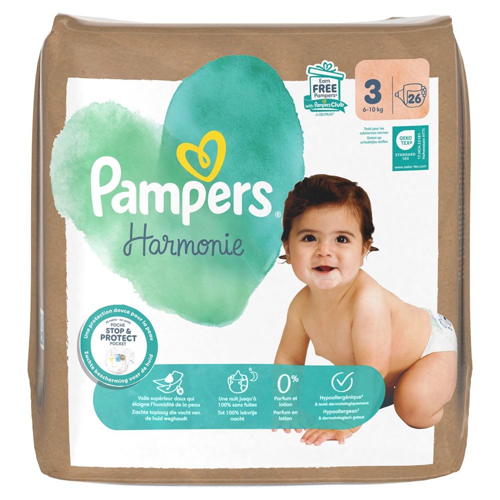 PAMPERS Harmonie Gr3 6-10kg Couches | 26 pièces