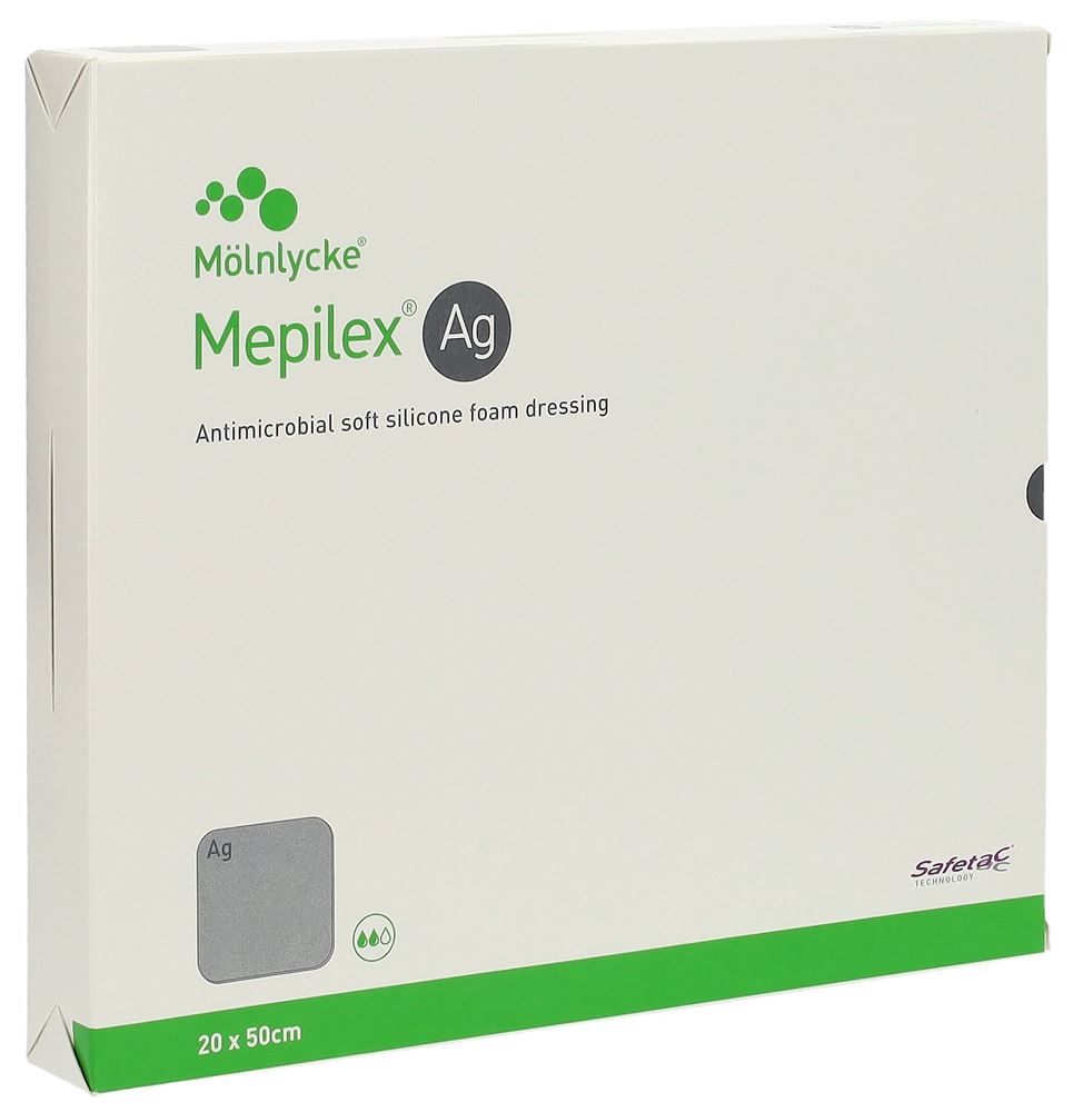 MEPILEX Ag Pansement Mousse Safetac 20x50cm | 2 pièces