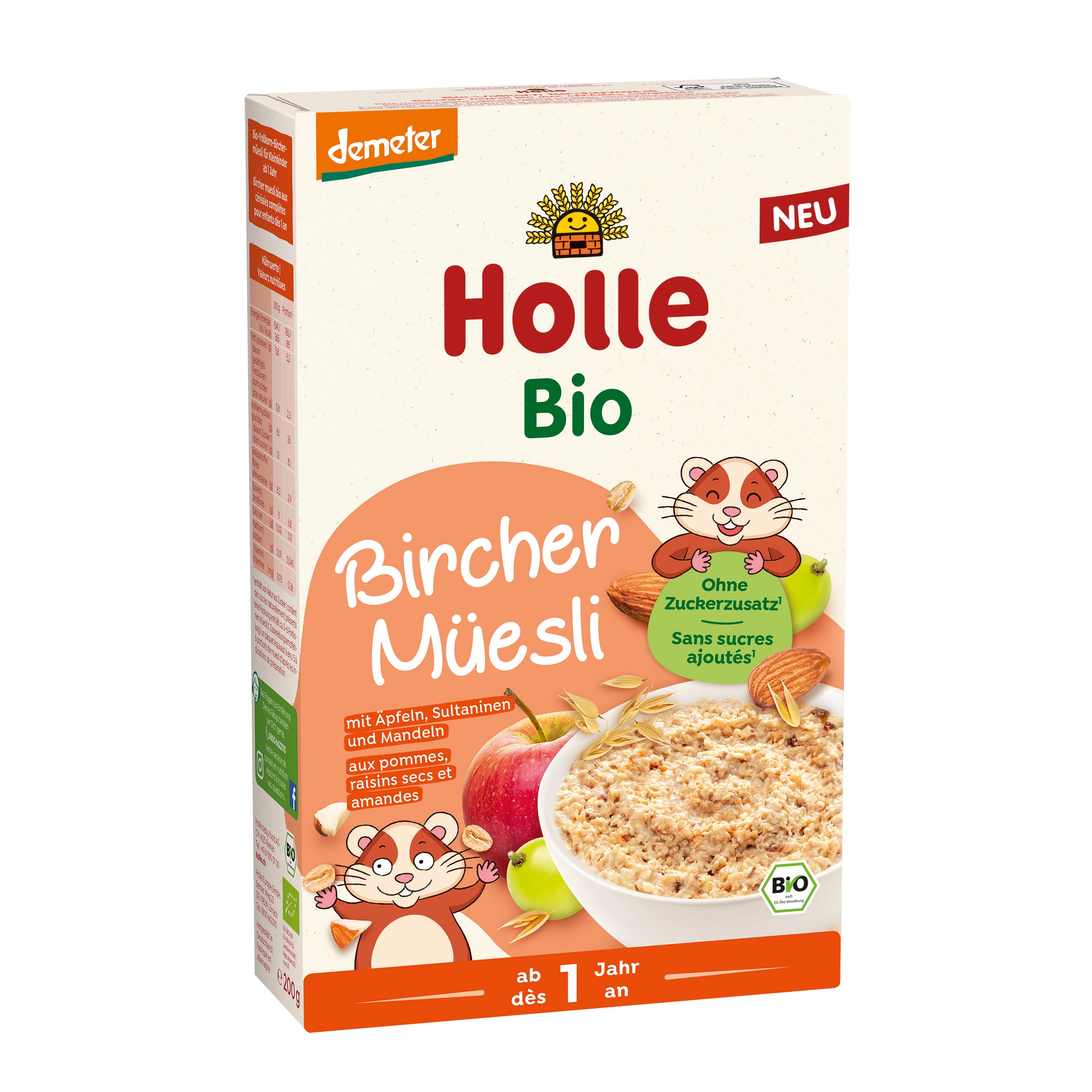 Holle Bircher Muesli Bio Céréales Complètes 200 g