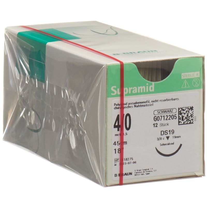 SUPRAMID 45cm DS 19 4-0 Noir 36 pièces | Chirurgical
