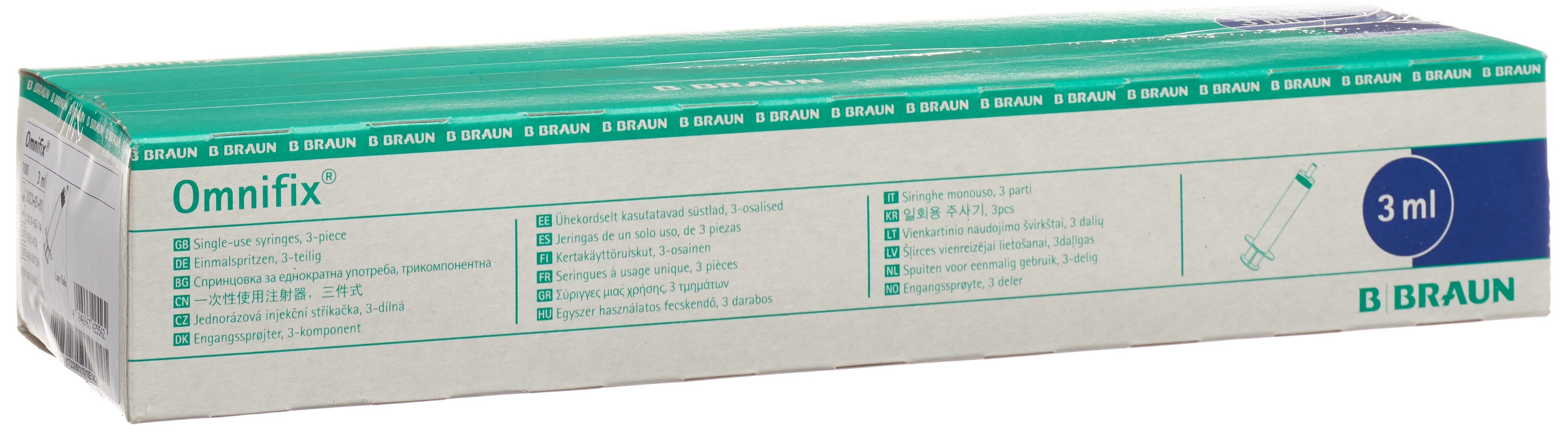 OMNIFIX Seringue 3ml Luer Sans Latex Centrée - Lot de 100