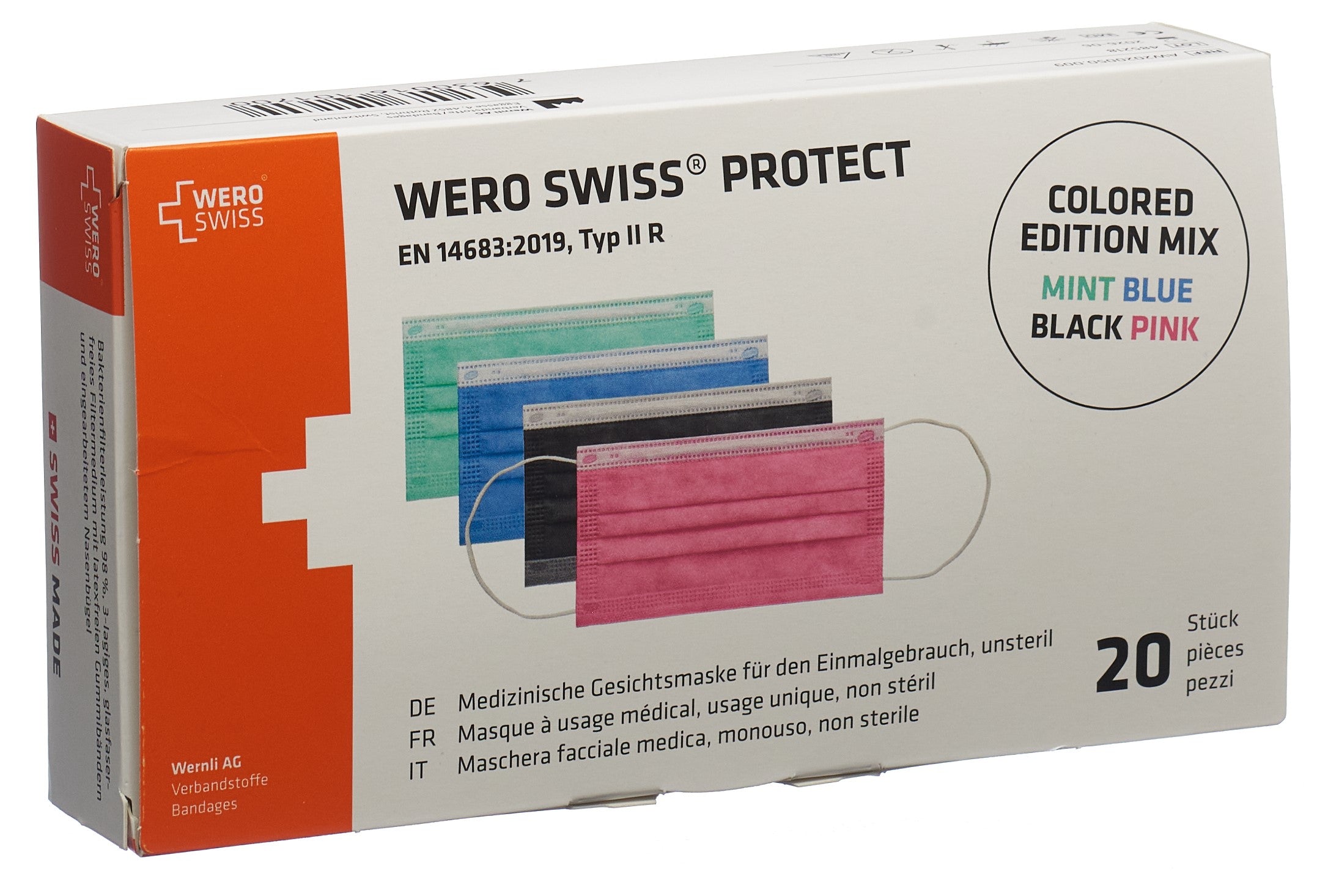 WERO SWISS protect masque type IIR col mix 20 pce