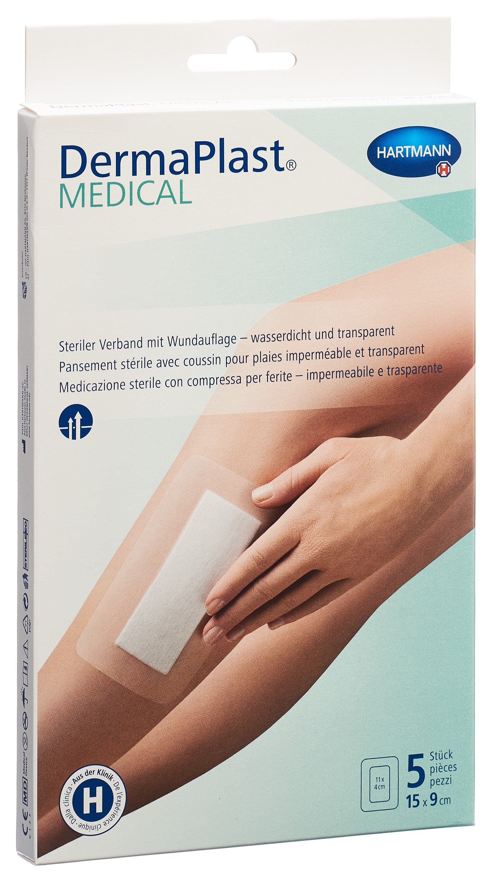 DERMAPLAST Pansement Transparent Médical 15x9cm | Lot de 5