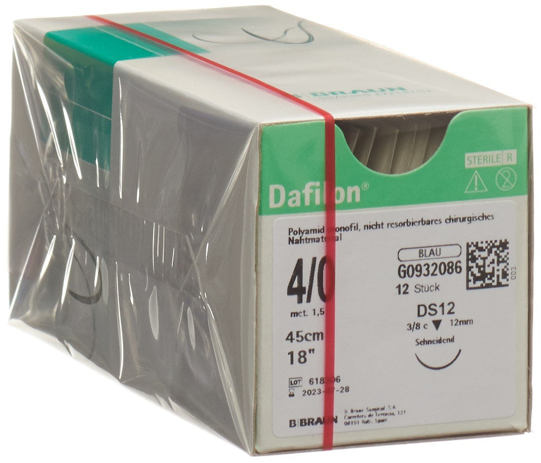 DAFILON Fil de suture chirurgical 45cm bleu | Boîte 12 pièces