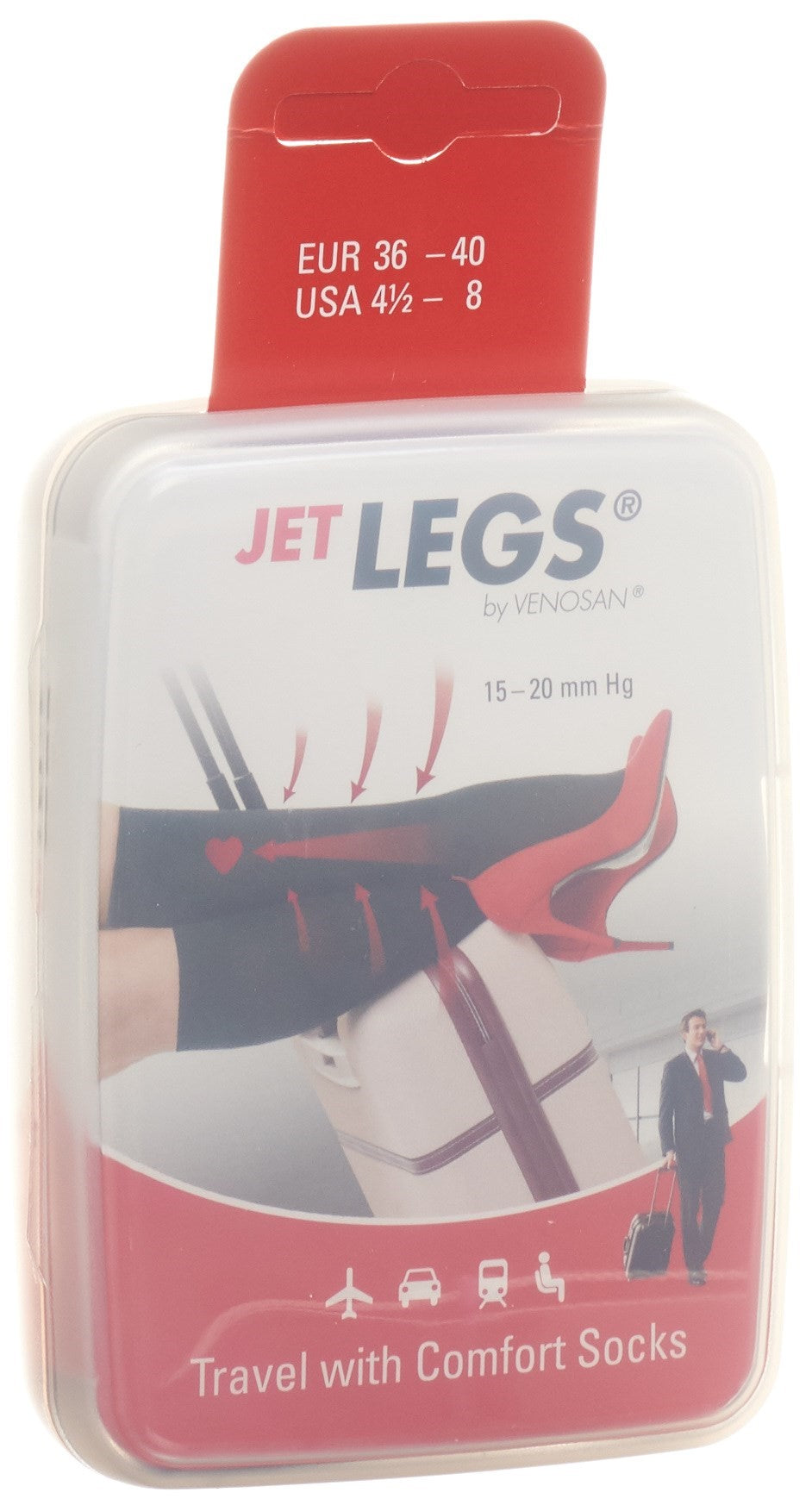 JET LEGS Chaussettes de Voyage Compression Noir 41-45 | 1 Paire