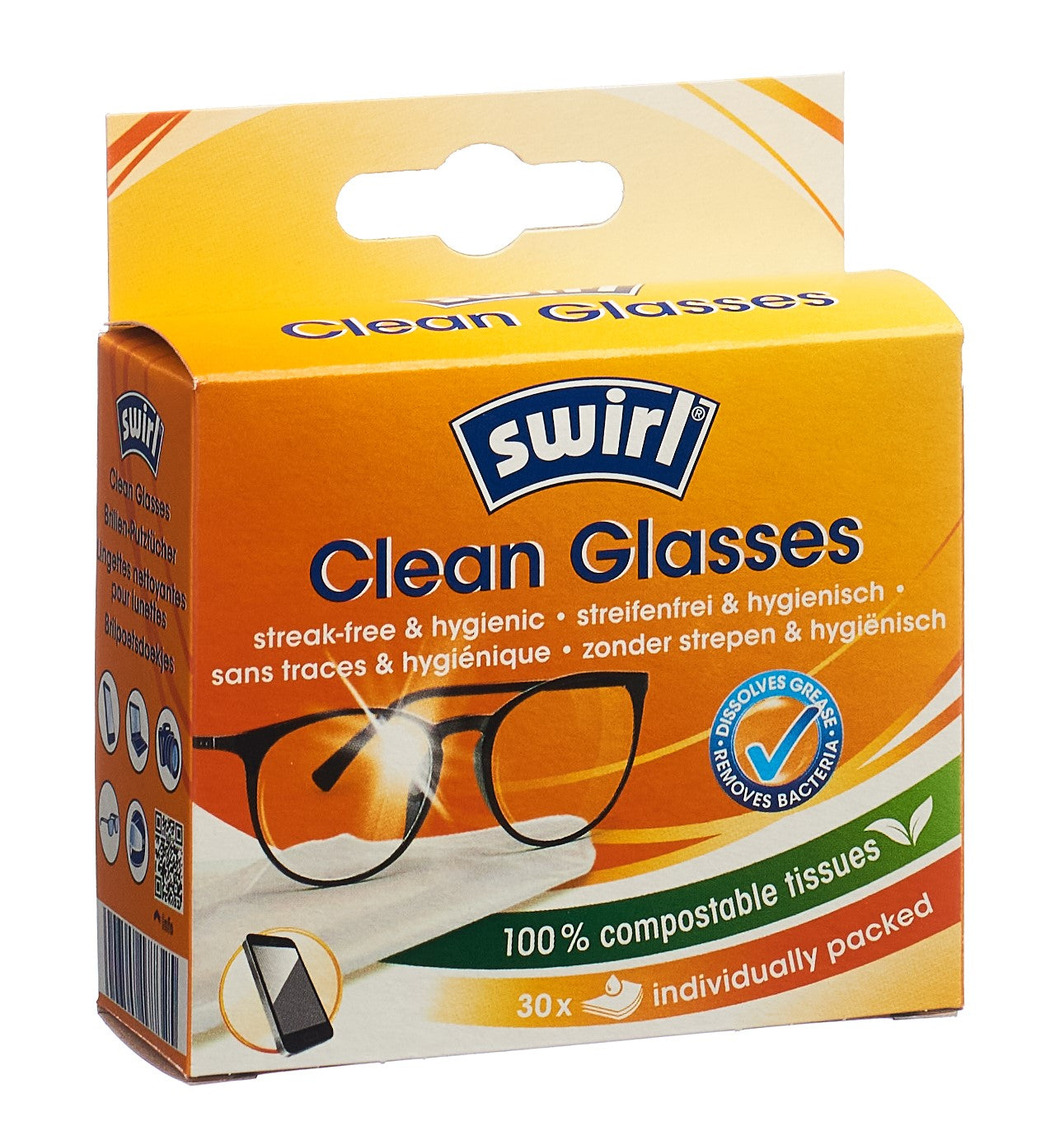 SWIRL Lingettes Nettoyantes Lunettes Anti-Buée 30 Pièces