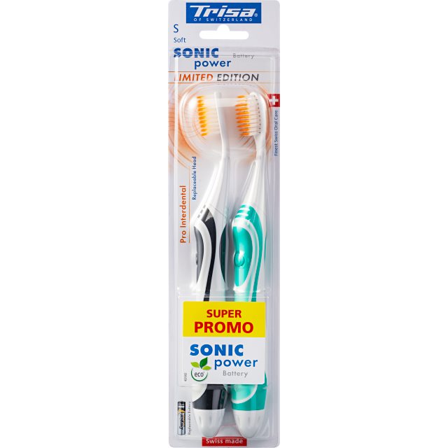 TRISA SonicPower Brosse à Dents Électrique Duo 2 Pièces | Nettoyage Profond
