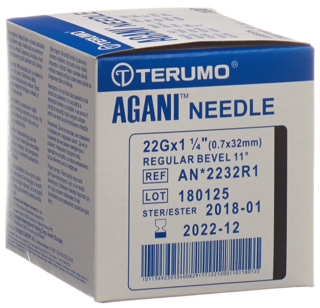 TERUMO Aiguille Seringue USA Unique 22G 0.7x32mm Noir 100 pcs