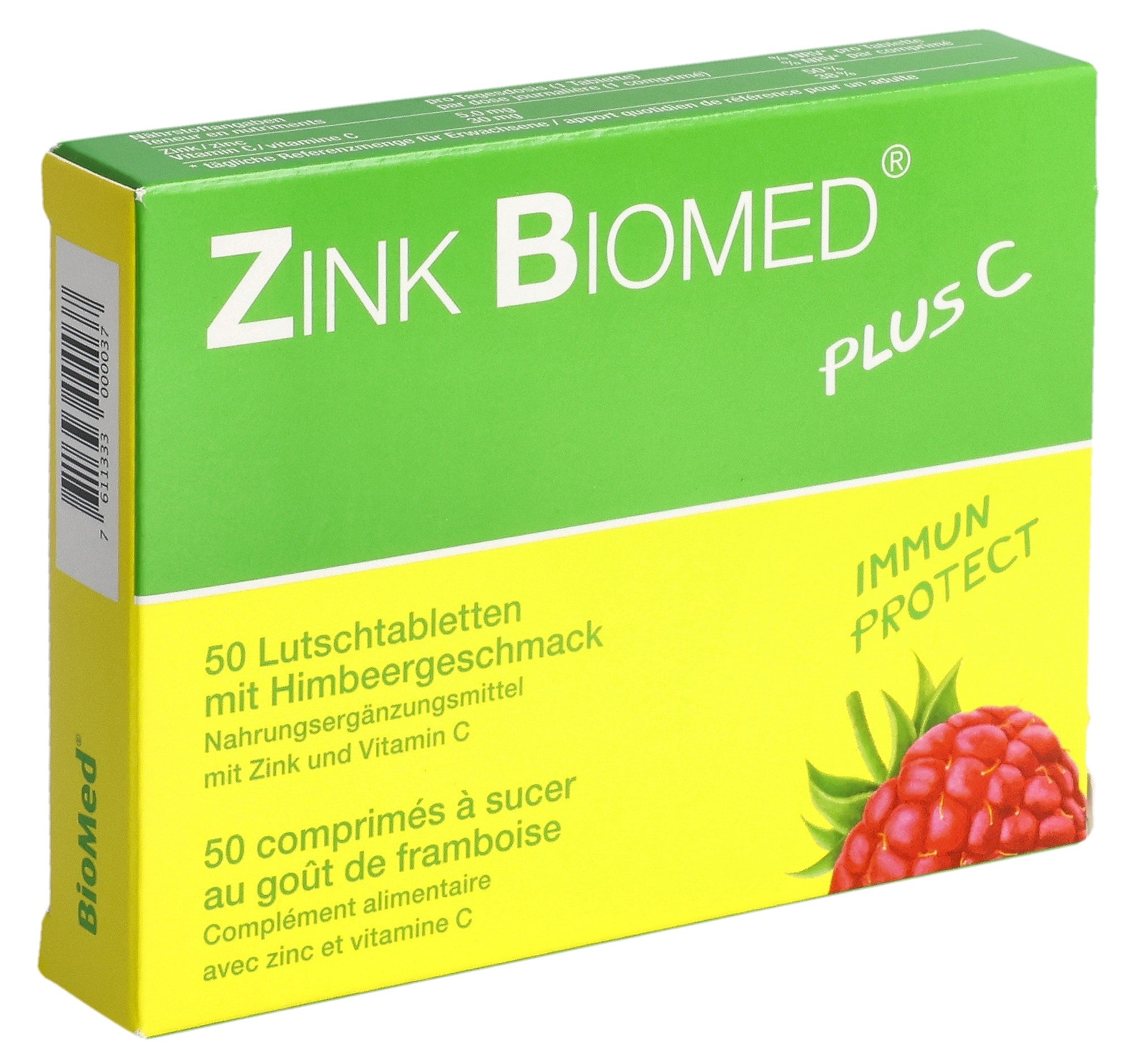 ZINK BIOMED plus C cpr sucer framboise 50 pce