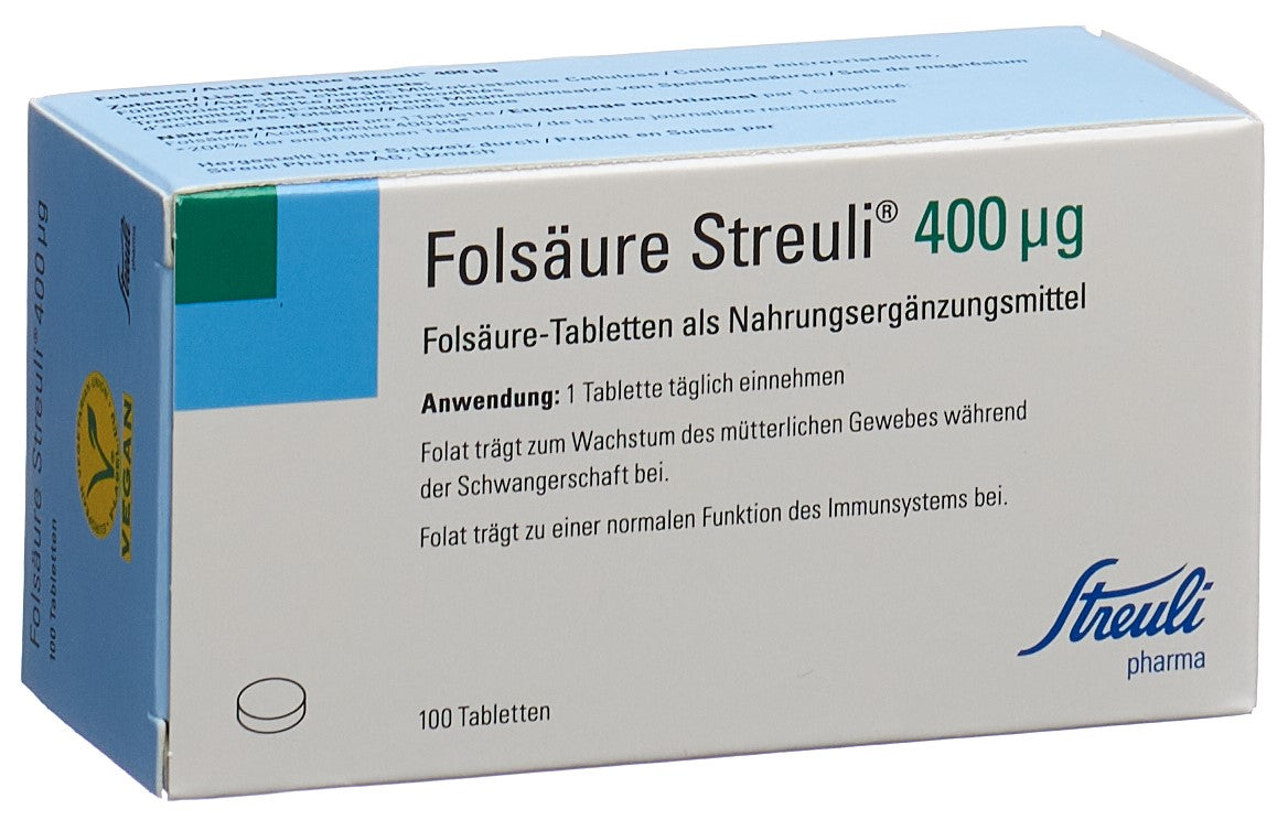 ACIDE FOLIQUE Streuli cpr 400 mcg 100 pce