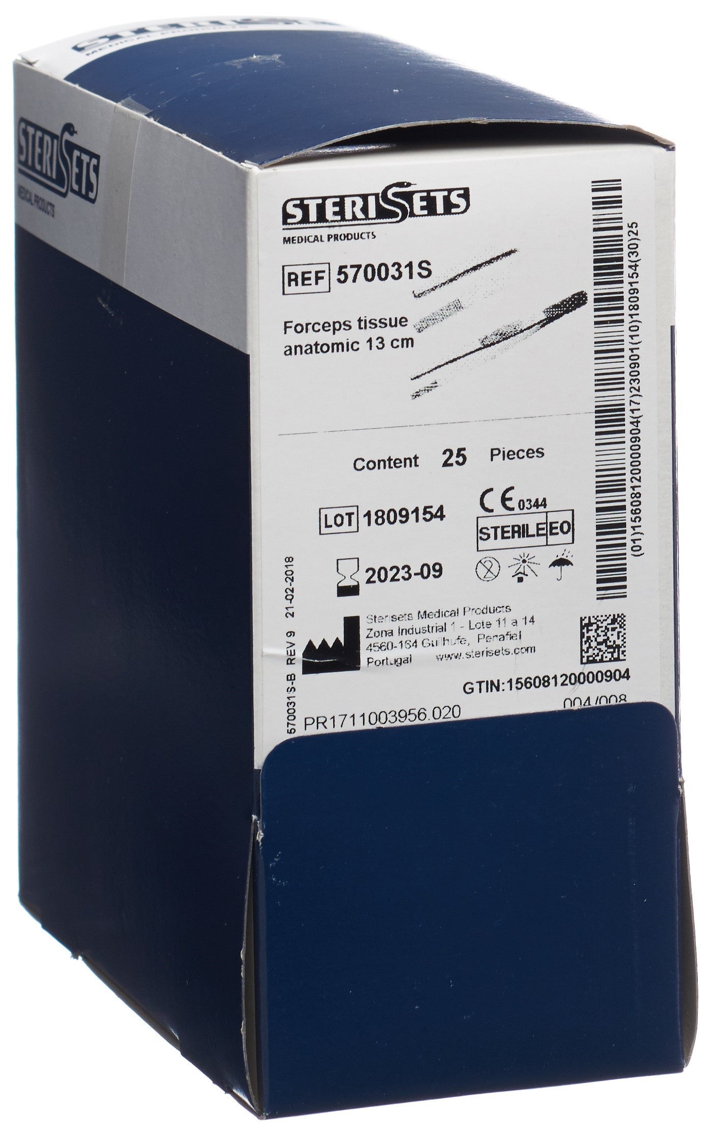 AICHELE 1x stéril pincette anat 13cm droit 25 pce