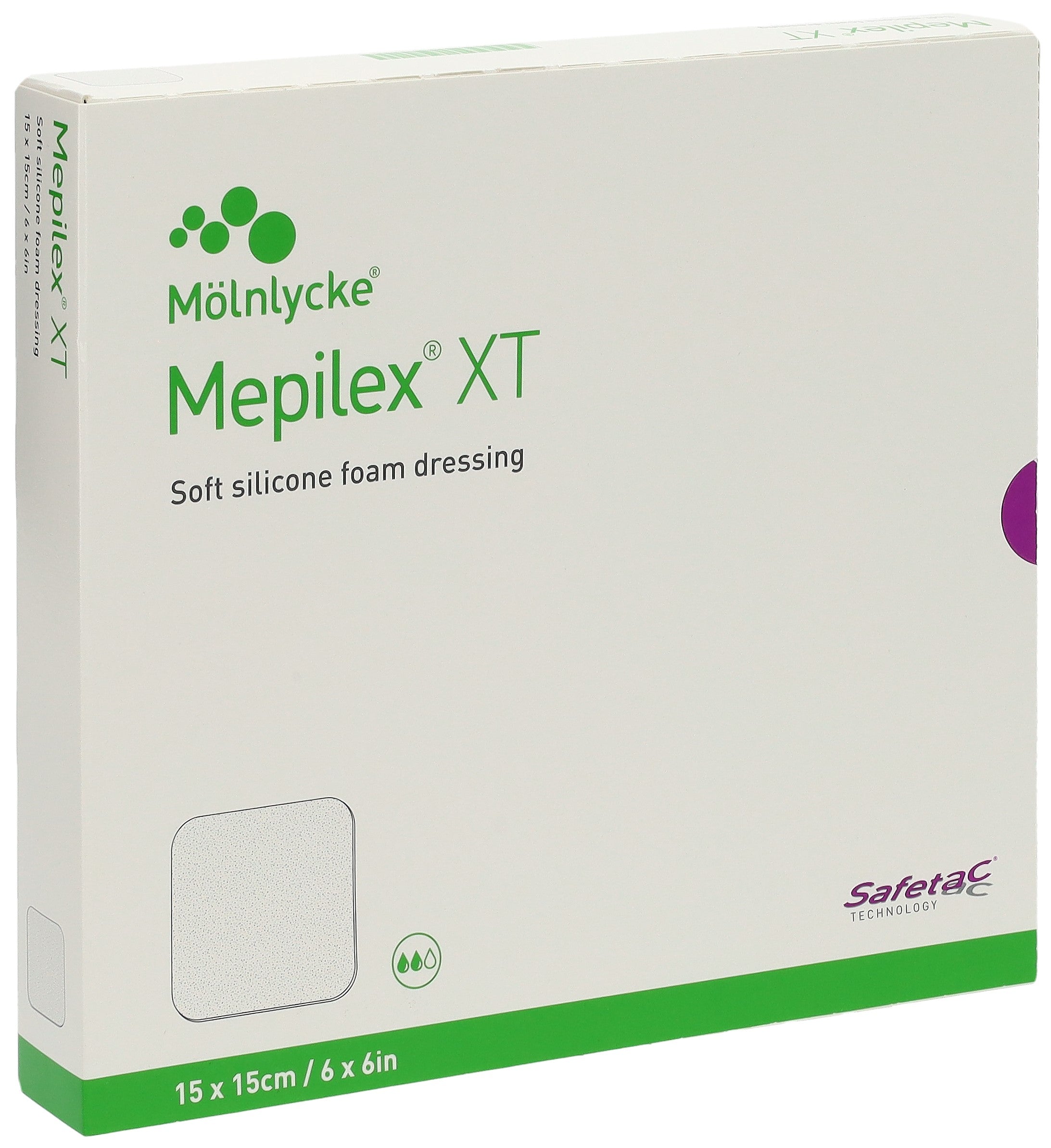 Mölnlycke MEPILEX Safetac XT Pansement Stérile | 15 x 15 cm, 5 Pièces