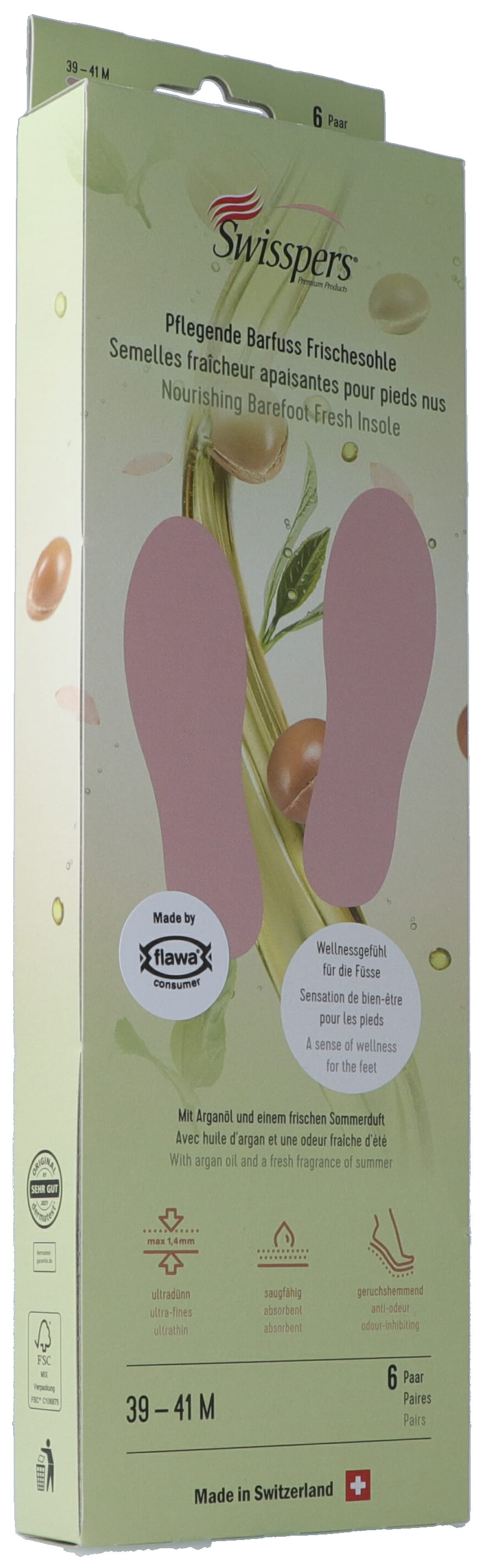 SWISSPERS Semelles Pieds Nus M 41 Rosé | Confort & Soutien 6 Paires